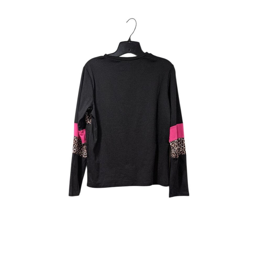 Shein Lune Leopard Print Color Block Shirt Sz M - image 2